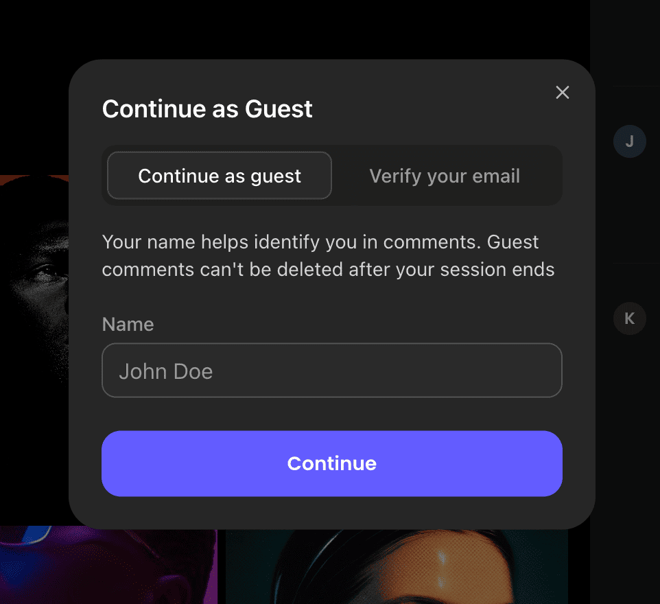Continue as guest screenshot Continue as guest screenshot